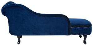 Szezlong pikowany tapicerowany welurowy prawostronny niebieski Nimes Beliani