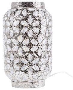 Lampa stołowa dekoracyjna lampka metalowy klosz kryształki srebrna Sajo M Beliani