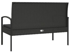 Ławka ogrodowa z poduszką, czarna, 105 cm, polirattan
