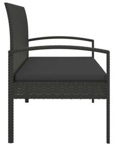 Ławka ogrodowa z poduszką, czarna, 105 cm, polirattan