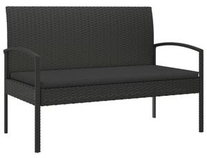 Ławka ogrodowa z poduszką, czarna, 105 cm, polirattan