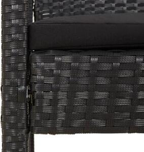 Ławka ogrodowa z poduszką, czarna, 105 cm, polirattan