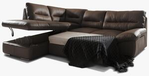 Narożna sofa - prawdziwa skóra brązowa, narożnik William z lewej strony