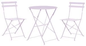 Metalowy zestaw mebli balkonowych fioletowy 2 krzesła stolik ogród taras Fiori Beliani