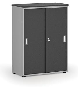 Szafa biurowa z drzwiami przesuwnymi PRIMO GRAY, 800 x 420 x 1087 mm, szary/grafit