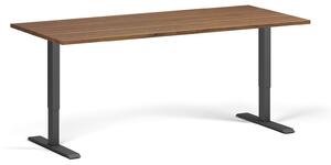 Biurko z regulacją wysokości, 180x80 cm, 1 silnik, czarna podstawa, orzech