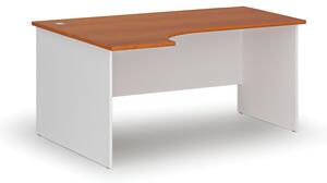Narożne biurko PRIMO WHITE, 160x120 cm, lewe, biały/czereśnia