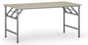 Stół konferencyjny FAST READY, 160x80 cm, szaro-srebrna podstawa, dąb naturalny
