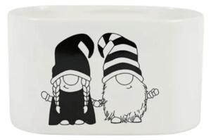 Świąteczna doniczka GNOME LOVE ceramiczna 19,5x11 cm, biała