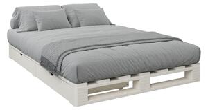 Oryginalne łóżko z palet z dwiema szufladami 140x200 cm, białe