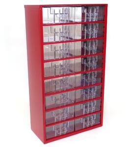 Metalowa szafka z szufladami, 16 szuflad, czerwony