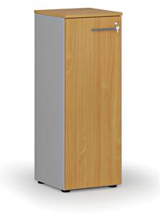 Szafa biurowa niska z drzwiami PRIMO GRAY, 400 x 420 x 1087 mm, szary/buk