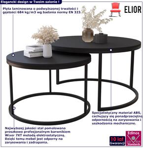 Komplet 2 czarnych okrągłych stolików kawowych - Onrero 3X