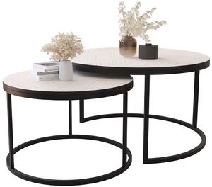 Zestaw 2 okrągłych stolików do salonu jodełka - Onrero 4X