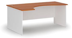 Ergonomiczne biurko PRIMO WHITE, 180x120 cm, lewe, biały/czereśnia