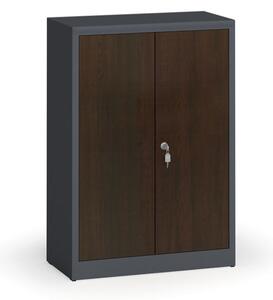 Szafy spawane z laminowanymi drzwiami, 1150 x 800 x 400 mm, RAL 7016/wenge