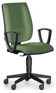 Krzesło biurowe FIGO z podłokietnikami, stały kontakt, zielone