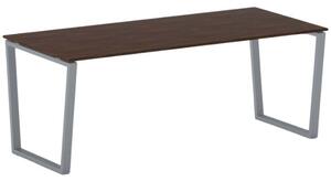 Biurko PRIMO IMPRESS, 200x90 cm, szaro-srebrna podstawa, orzech