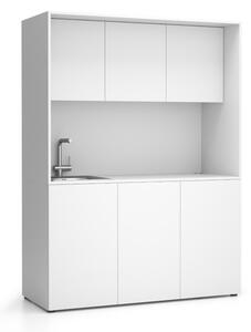 Kuchnia biurowa NIKA ze zlewem i kranem 1481 x 600 x 2000 mm, biały, lewo