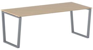 Biurko PRIMO IMPRESS, 200x90 cm, szaro-srebrna podstawa, buk