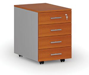 Kontenerek biurowy mobilny PRIMO GRAY, 4 szuflady, szary/wiśnia