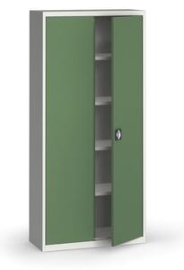 Szafa metalowa, 1950 x 950 x 400 mm, 4 półki, szara/zielona