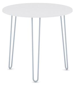 Okrągły stół jadalniany SPIDER, średnica 80 cm, szaro-srebrna podstawa, biały