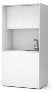 Kuchnia biurowa NIKA ze zlewem i kranem 1000 x 600 x 2000 mm, biały, prawe