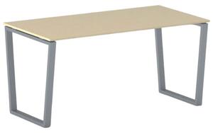 Biurko PRIMO IMPRESS, 160x80 cm, szaro-srebrna podstawa, brzoza