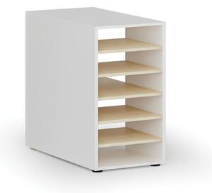 Szafka za półkami do stołu roboczego PRIMO WHITE, prawa, biały/brzoza