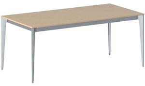 Stół konferencyjny do biura PRIMO ACTION, 180x90 cm, szaro-srebrna podstawa, buk