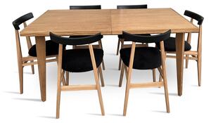 Stół z krzesłami, stół rozkładany 160/90 + 1x50 cm Bonzo + 6 krzeseł loft