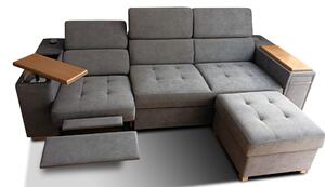 Trzyosobowa sofa Luksor I z Relax z regulowanymi zagłówkami, półką pod laptop i wysuwanym barkiem