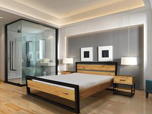 Zestaw mebli do sypialni: łóżko metalowe 140x200 cm + szafki nocne 1S1P Karmel, loft