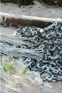 Czarny pled z domieszką bawełny Euromant Summer Mykonos, 140x180 cm
