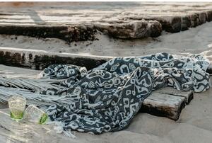 Czarny pled z domieszką bawełny Euromant Summer Mykonos, 140x180 cm