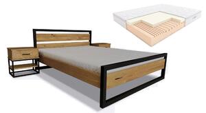 Łóżko dębowe 160x200 Karmel z materacem piankowym Hilding Salsa