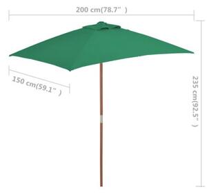 Parasol ogrodowy na drewnianym słupku, 150 x 200 cm, zielony