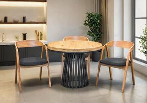 Stół Lam Loft Fi 100 + 2 x 50 cm + 4 krzesła dębowe X1