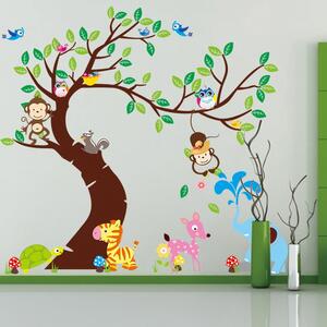 Zestaw dziecięcych naklejek ściennych Ambiance Tree, Monkeys and Elephant