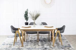 Zestaw stół prostokątny rozkładany bradley biały i 4 krzesła k344 szare do jadalni