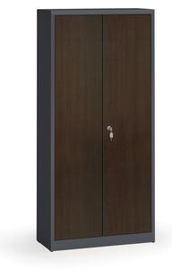 Szafy spawane z laminowanymi drzwiami, 1950 x 920 x 400 mm, RAL 7016/wenge