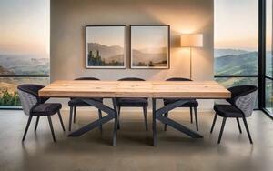 Stół Loft P2 400 cm Dębowy rozkładany 100x200 + 4x50 cm + 6 Krzeseł Pepitka Duo