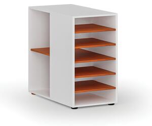 Dostawna szafka półkowa do biurka PRIMO WHITE, lewa, biała/wiśnia
