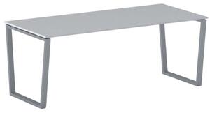 Biurko PRIMO IMPRESS, 200x90 cm, szaro-srebrna podstawa, szary