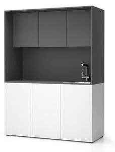 Kuchnia biurowa NIKA ze zlewem i kranem 1481 x 600 x 2000 mm, grafit, prawe