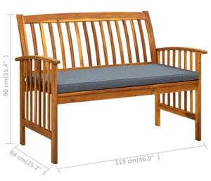 Ławka ogrodowa z poduszką, 119 cm, lite drewno akacjowe
