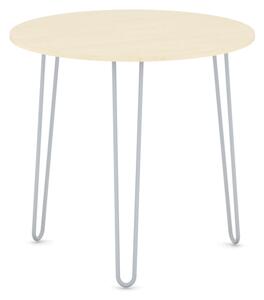 Okrągły stół jadalniany SPIDER, średnica 80 cm, szaro-srebrna podstawa, brzoza