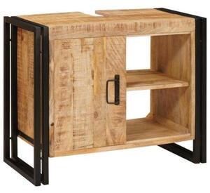Nowoczesna szafka pod umywalkę z żelazną konstrukcją i półkami, brązowa