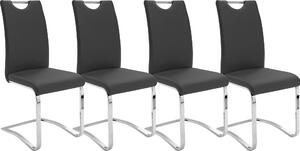 Zestaw czarnych krzeseł na płozach - 4 sztuki
